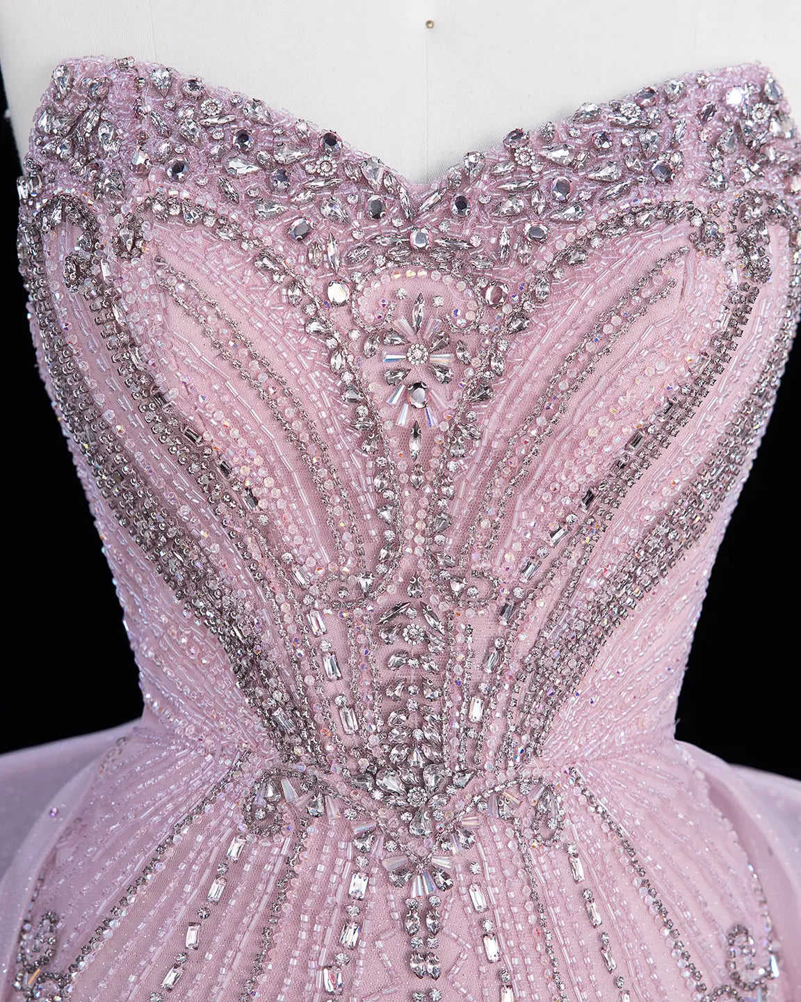 SS068 crystal beaded strapless evening gown