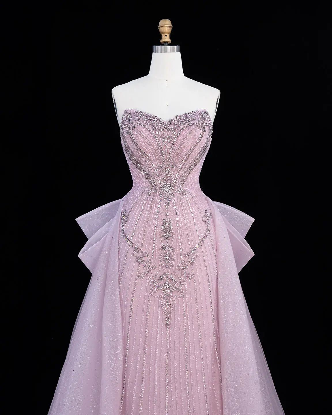 SS068 crystal beaded strapless evening gown
