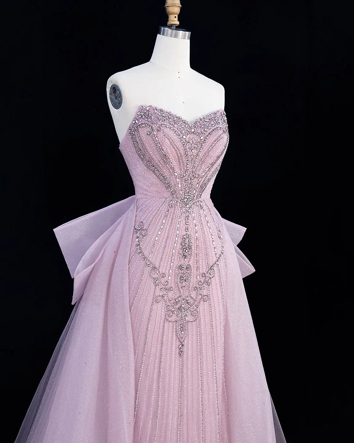 SS068 crystal beaded strapless evening gown