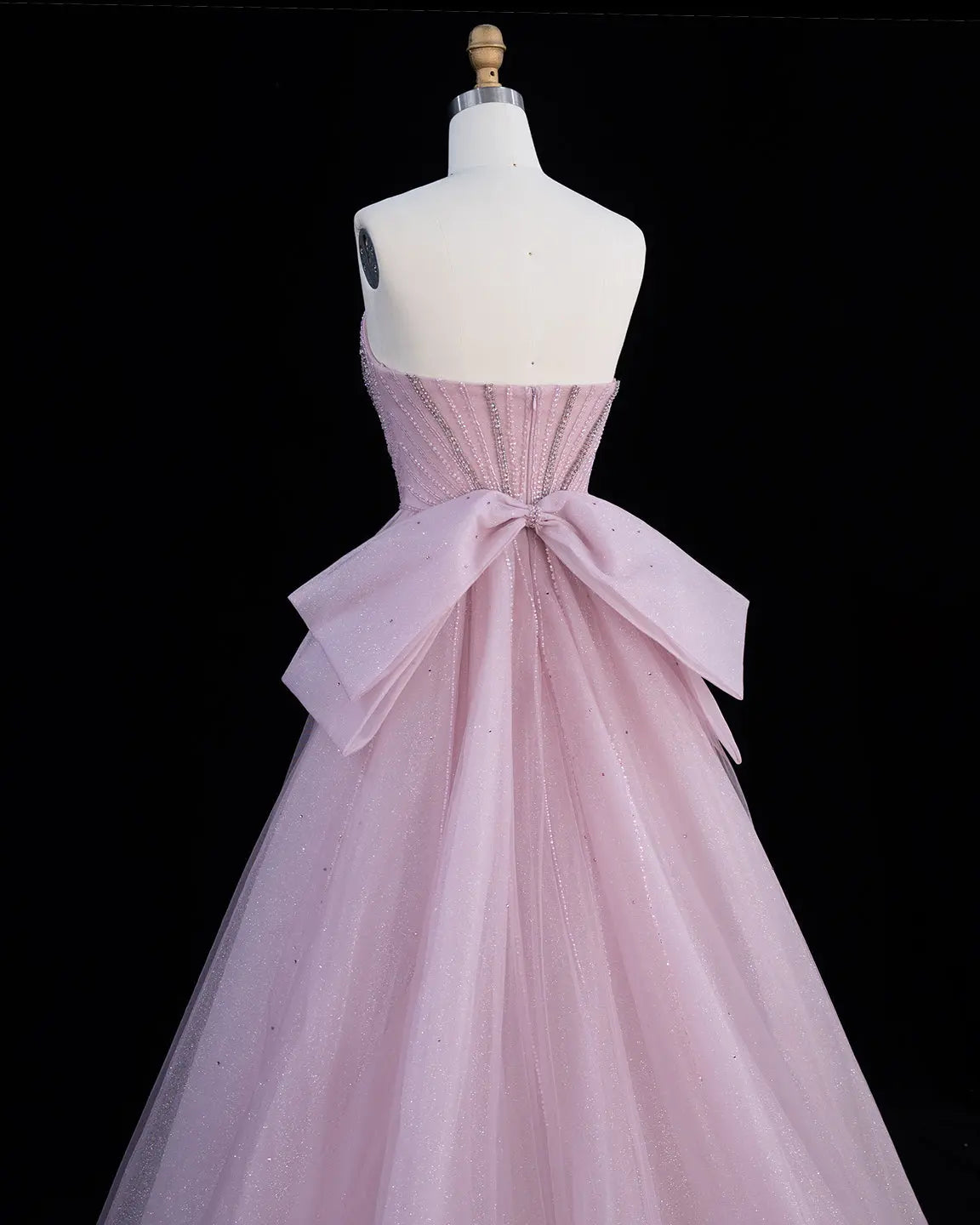 SS068 crystal beaded strapless evening gown