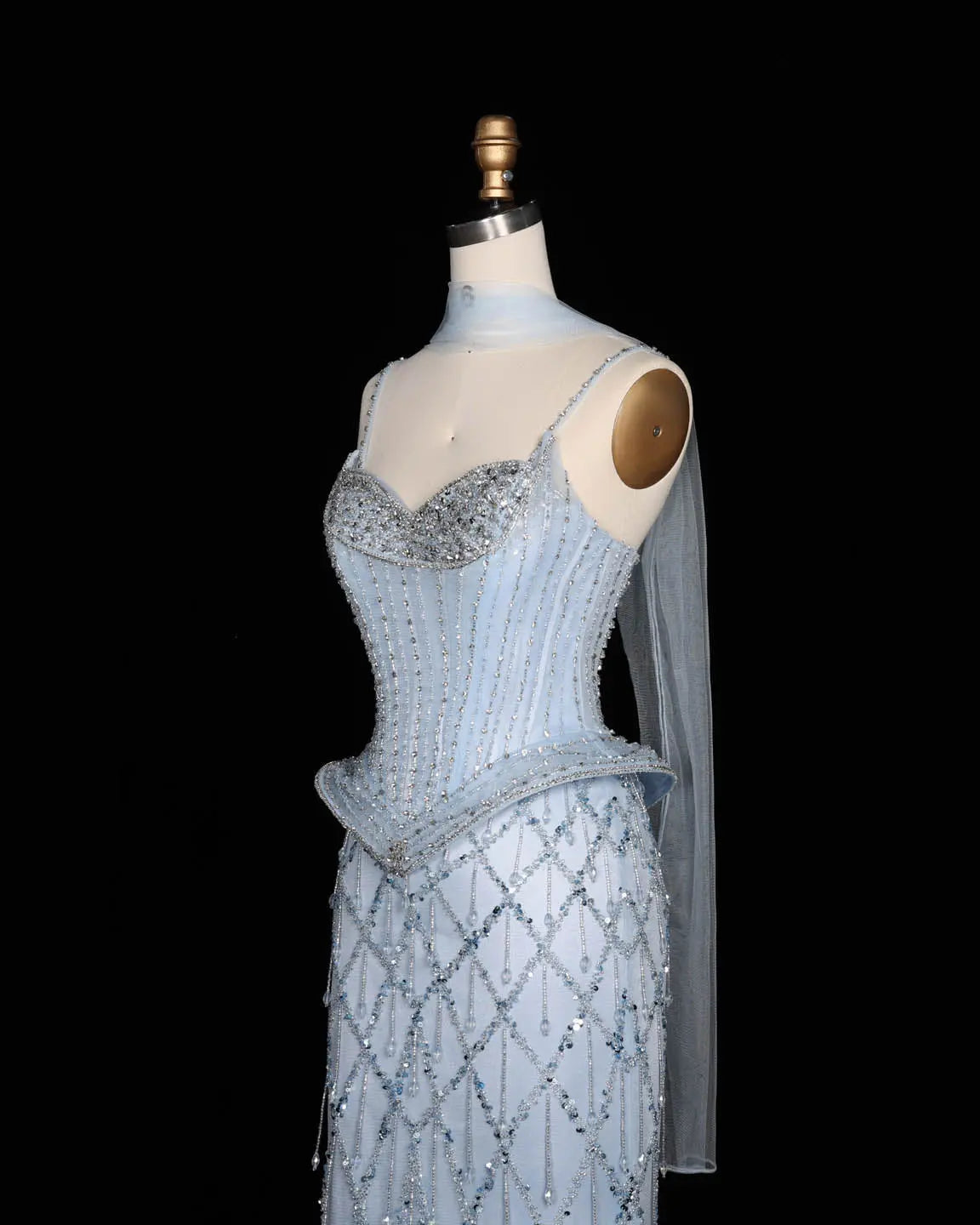 SS118 crystal beaded corset sweetheart evening gown