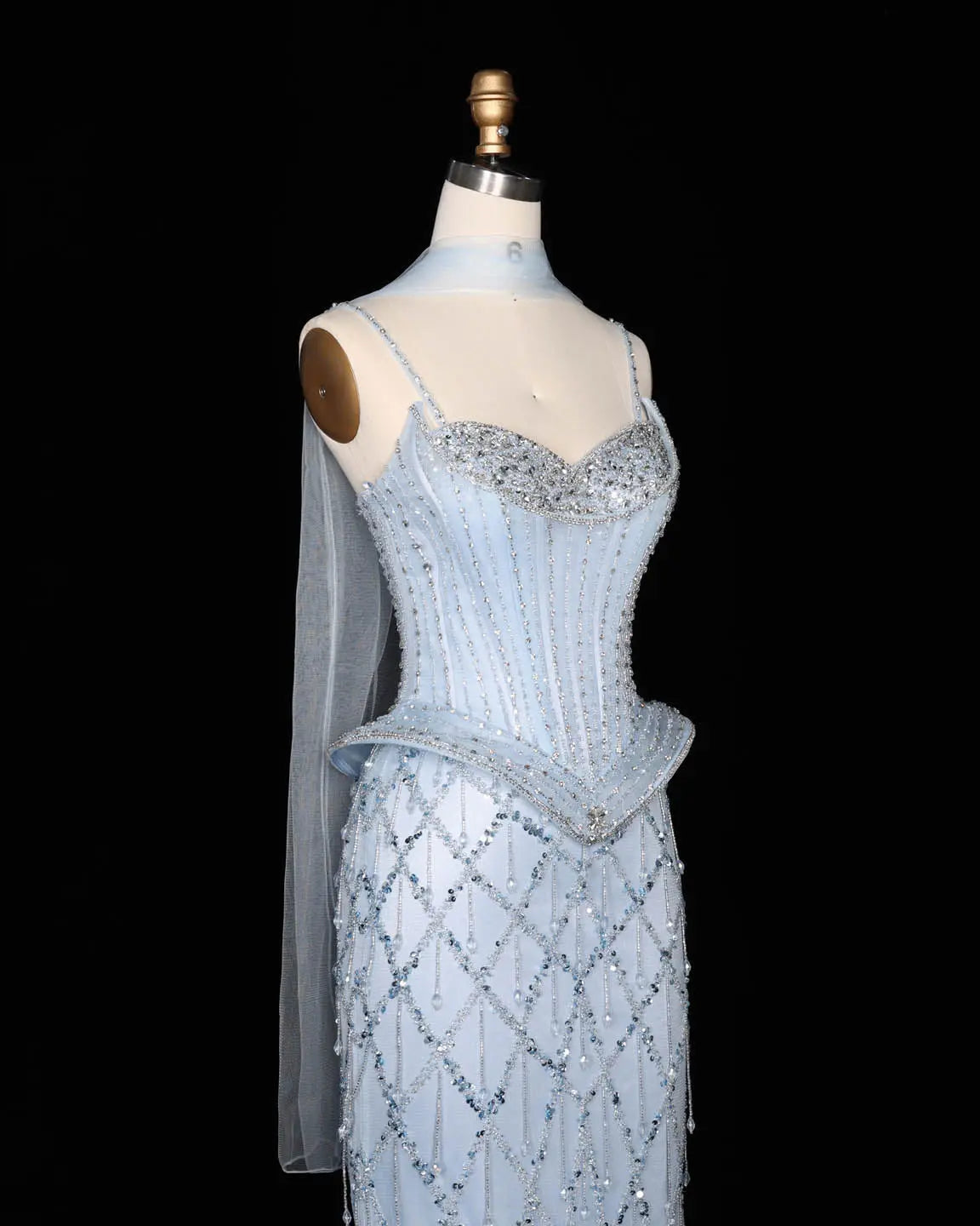 SS118 crystal beaded corset sweetheart evening gown