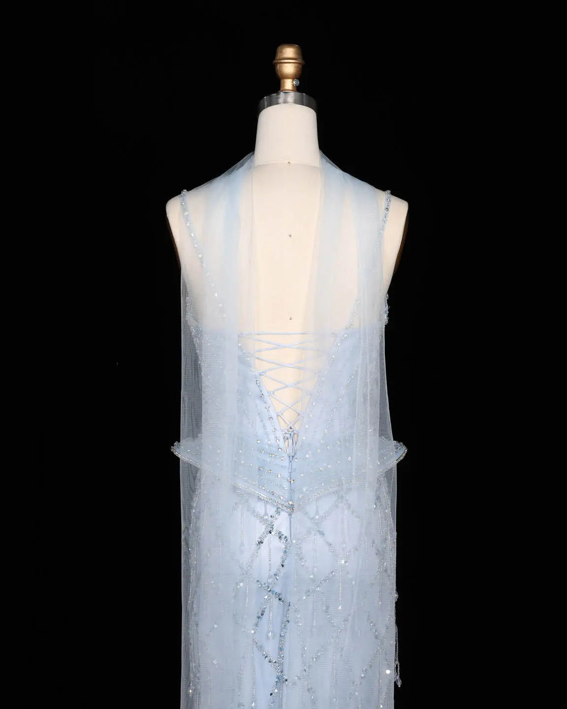 SS118 crystal beaded corset sweetheart evening gown