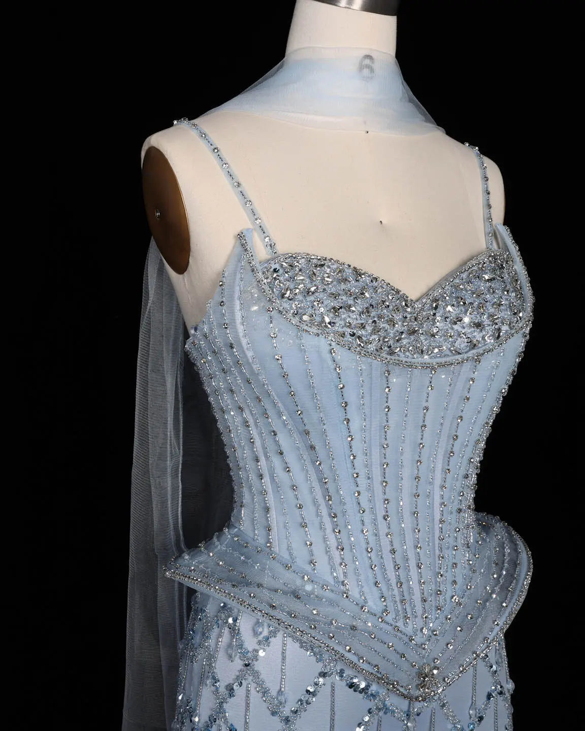 SS118 crystal beaded corset sweetheart evening gown