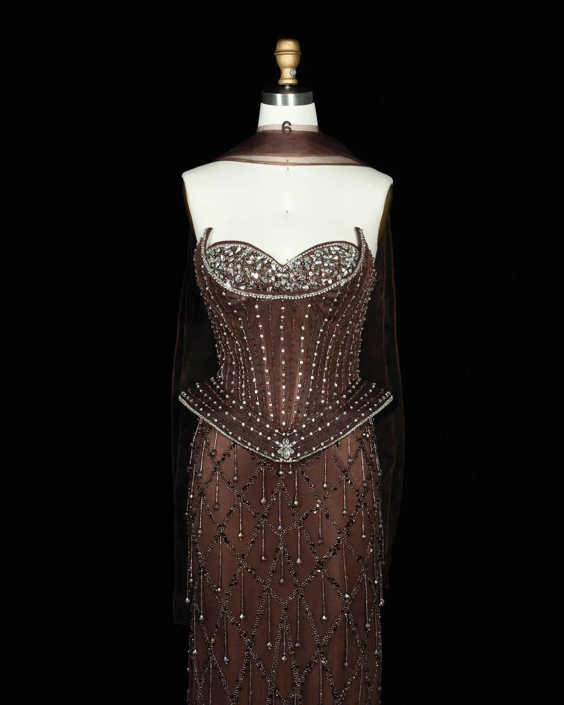 SS118 crystal beaded corset sweetheart evening gown