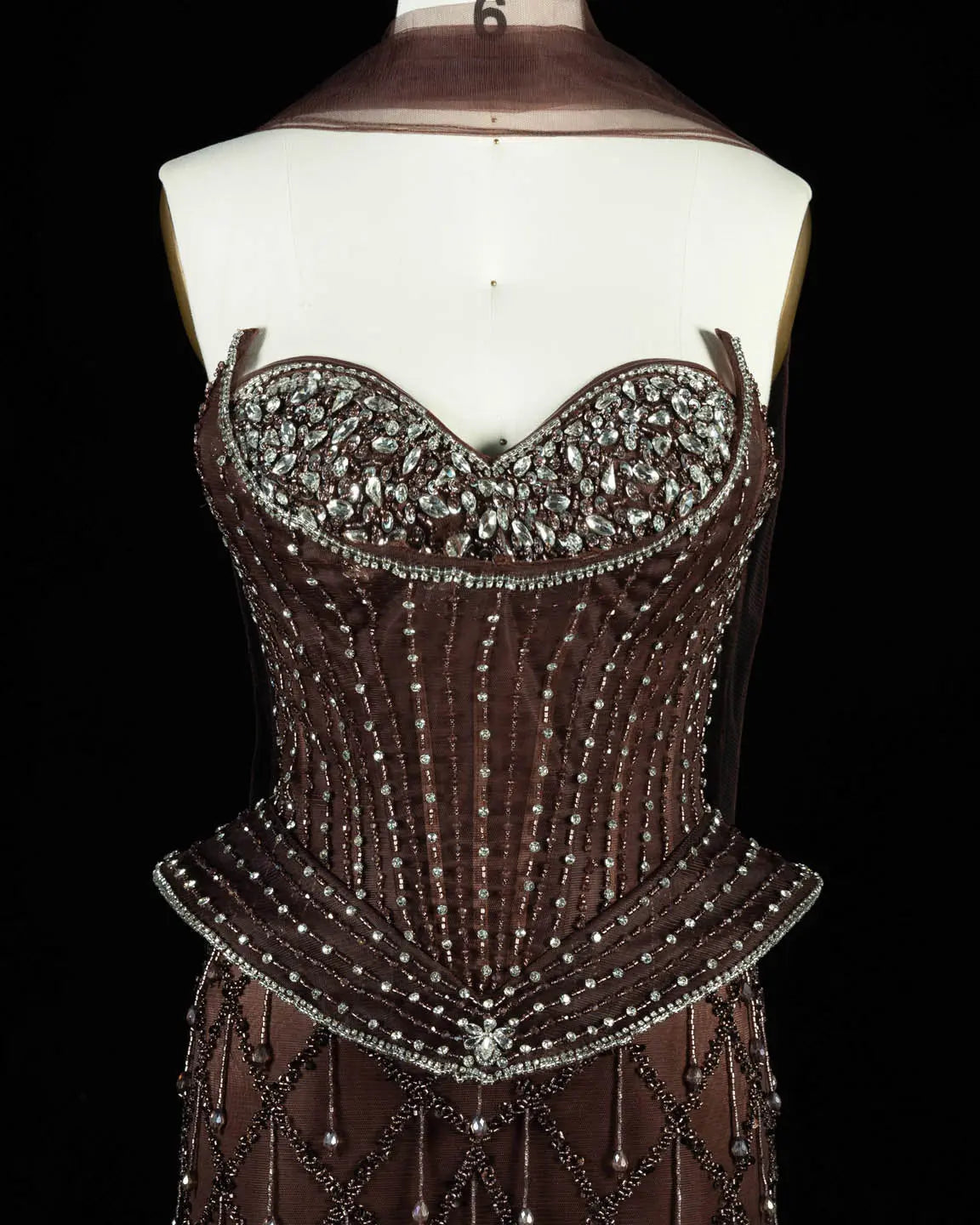SS118 crystal beaded corset sweetheart evening gown