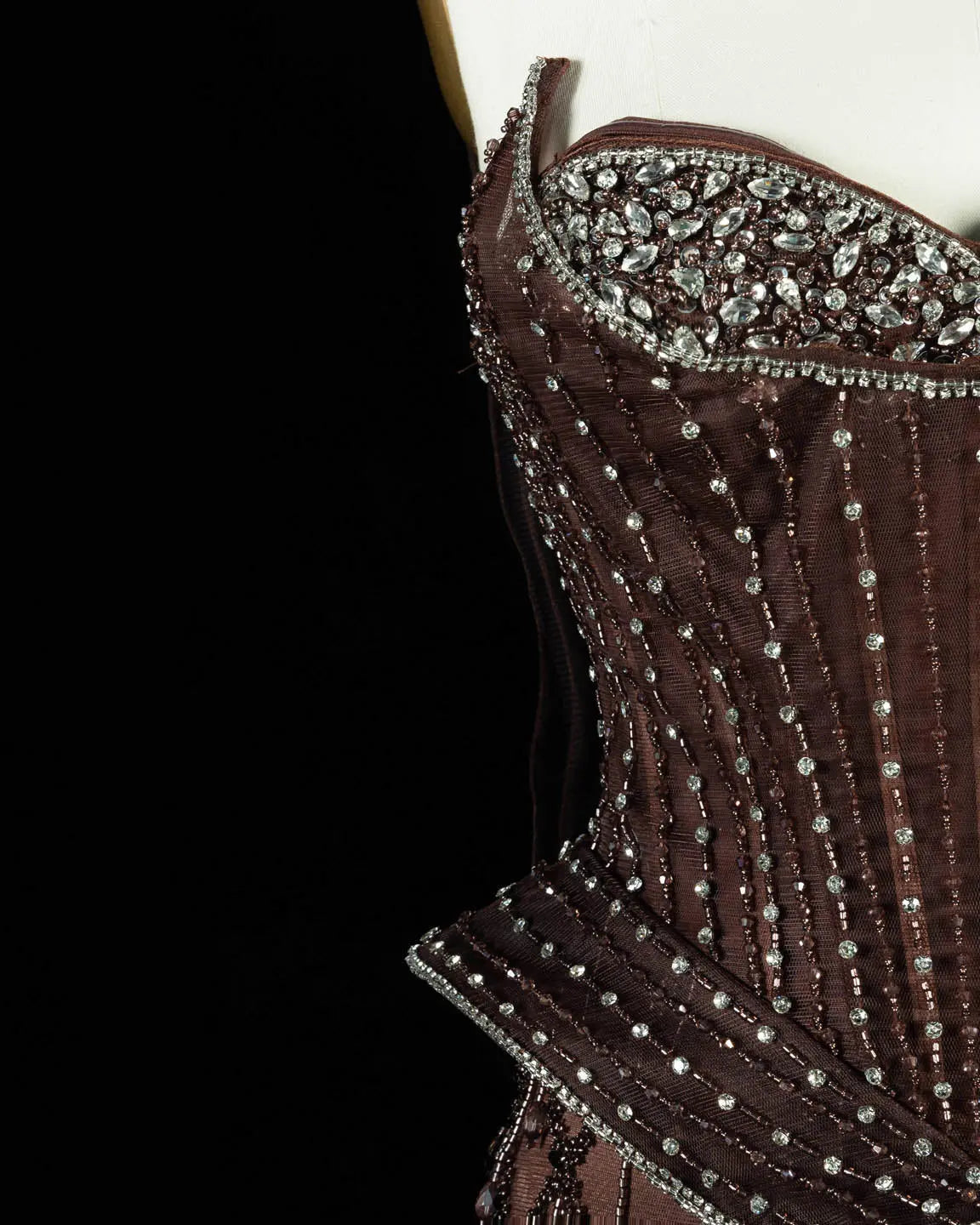 SS118 crystal beaded corset sweetheart evening gown