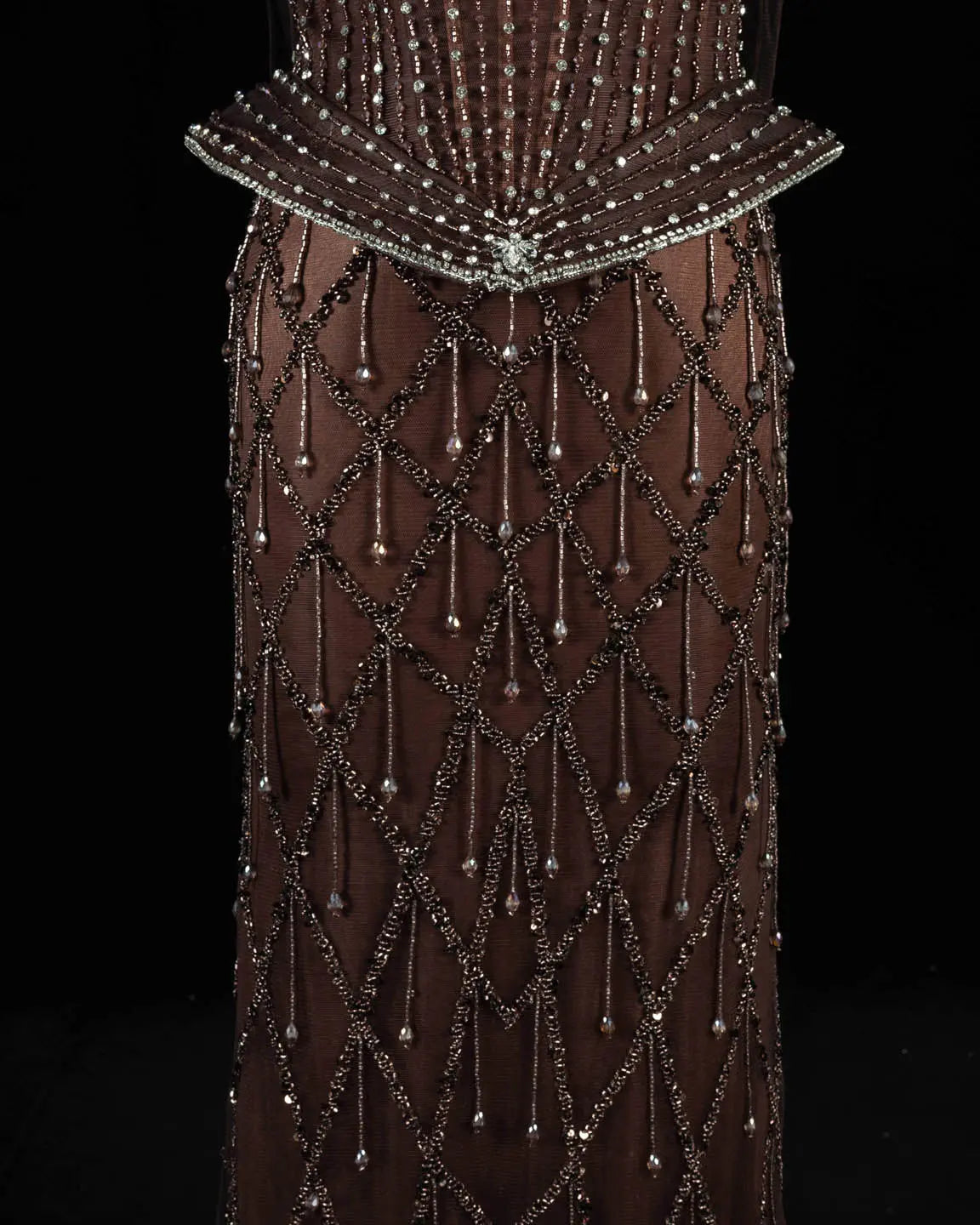 SS118 crystal beaded corset sweetheart evening gown