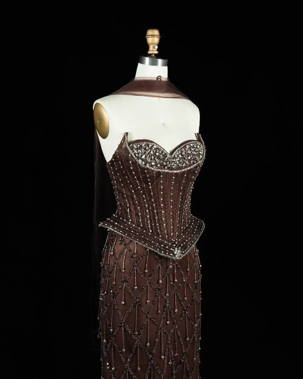 SS118 crystal beaded corset sweetheart evening gown