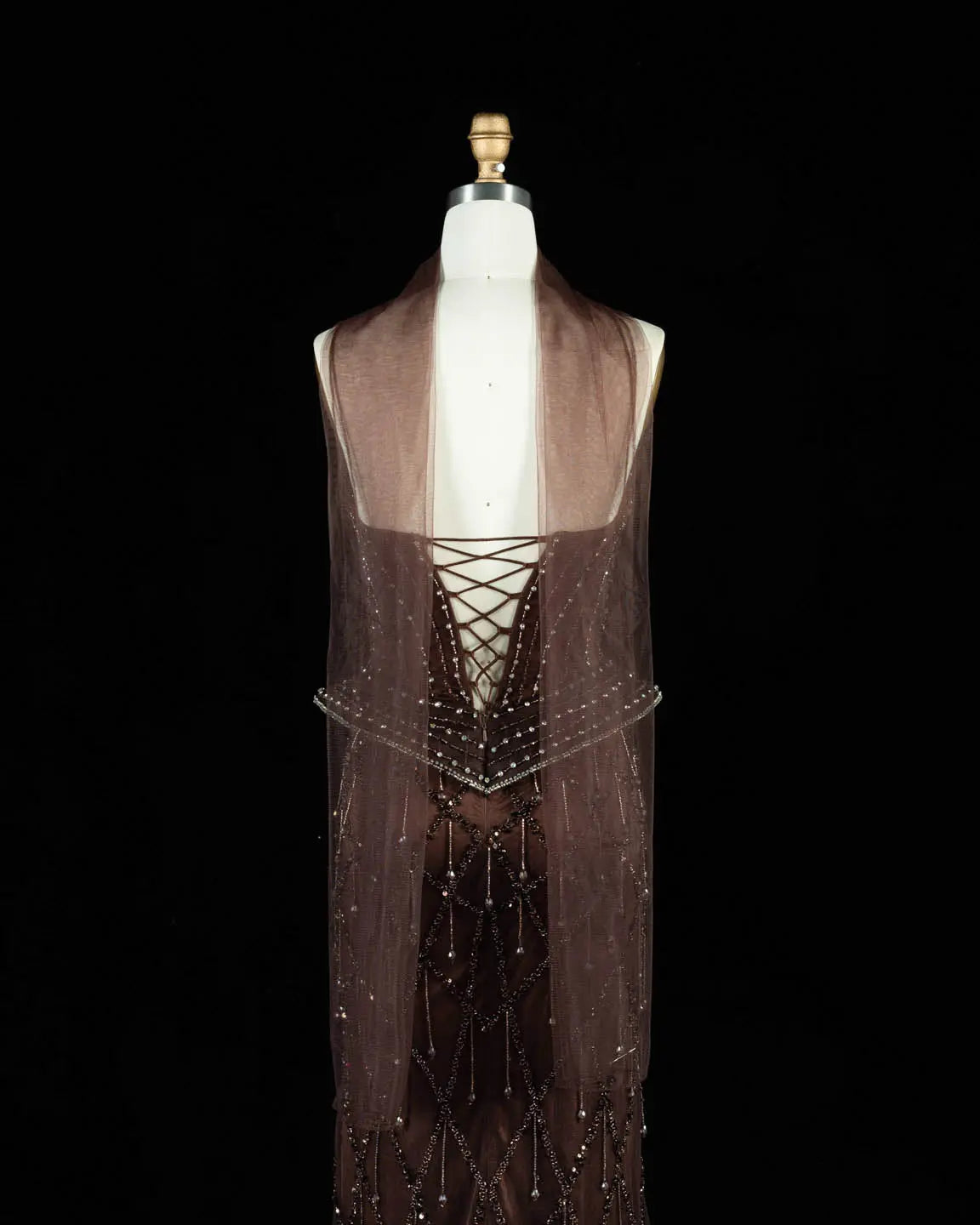 SS118 crystal beaded corset sweetheart evening gown