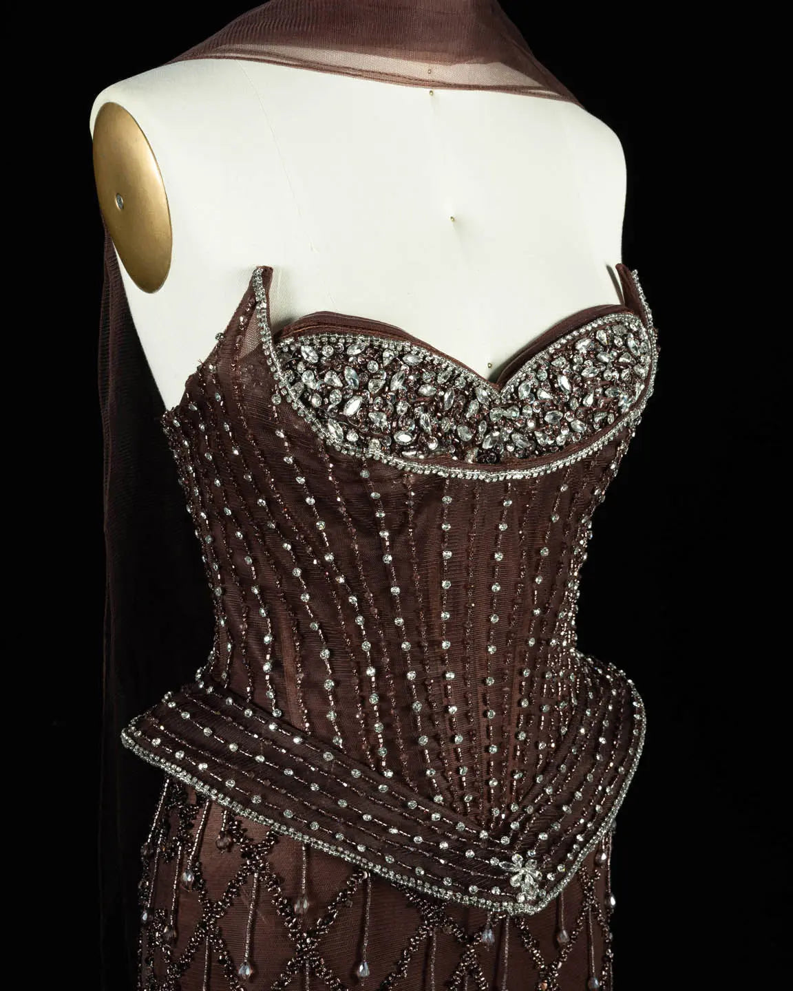 SS118 crystal beaded corset sweetheart evening gown