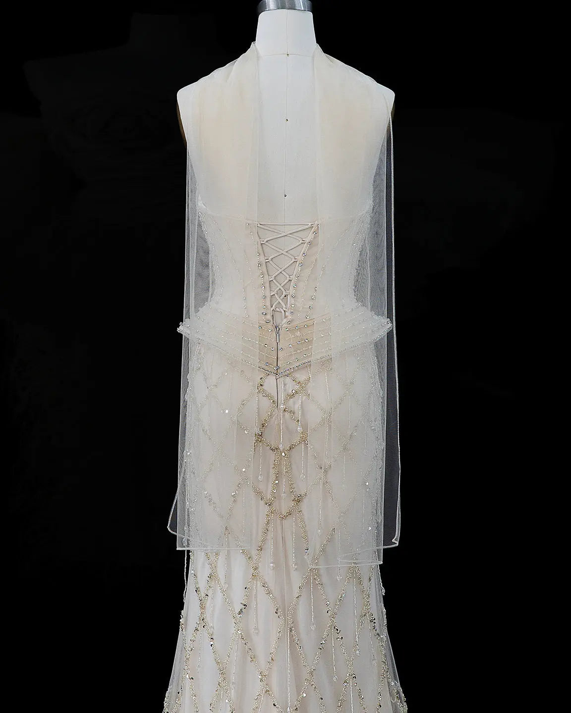 SS118 crystal beaded corset sweetheart evening gown