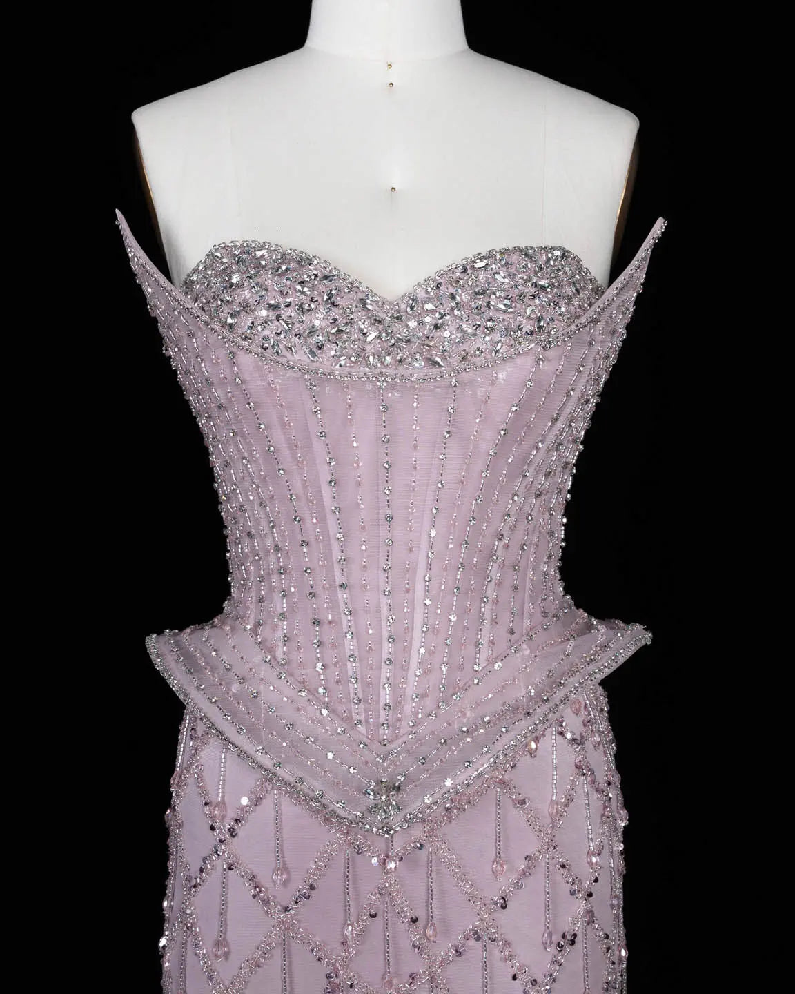 SS118 crystal beaded corset sweetheart evening gown