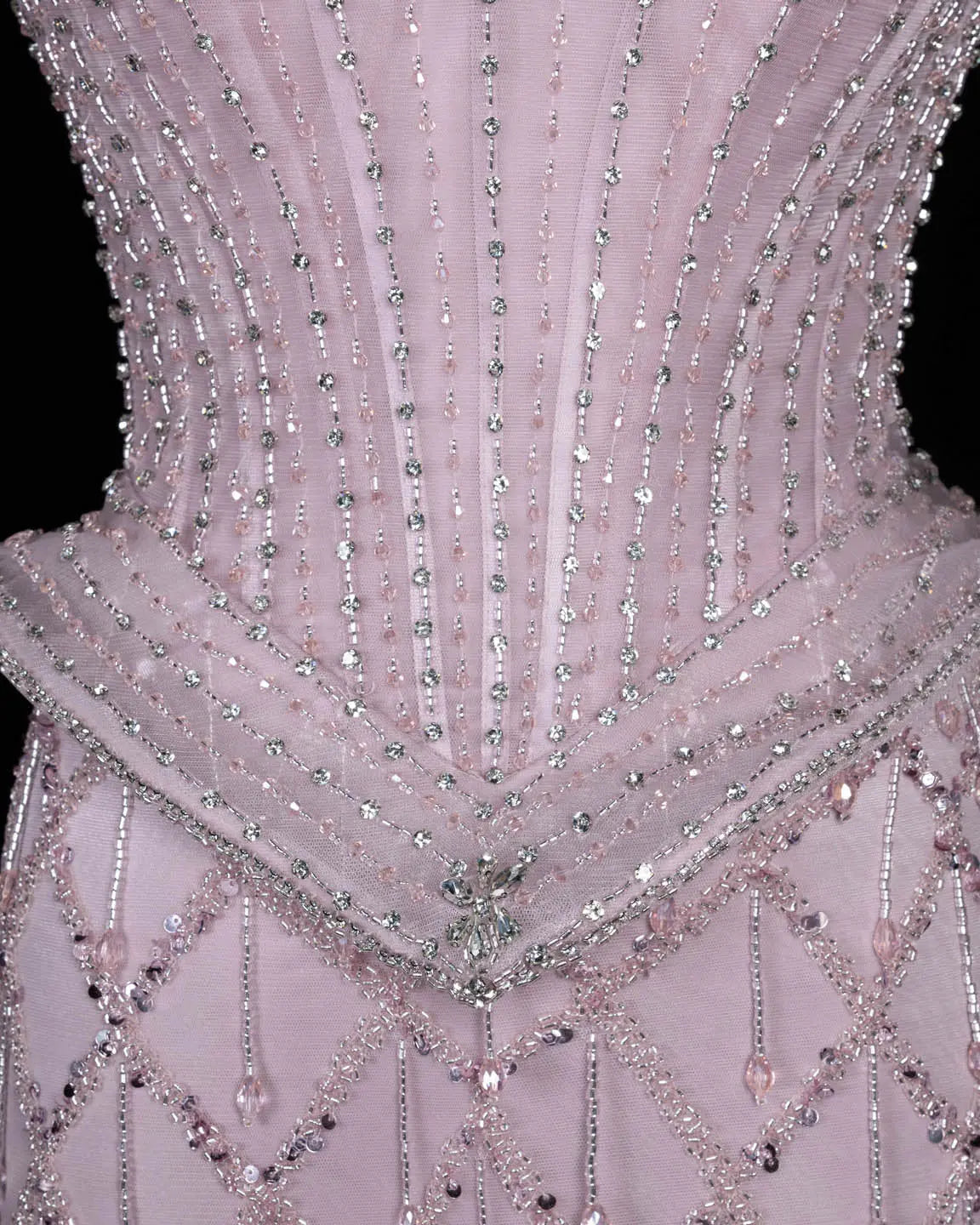 SS118 crystal beaded corset sweetheart evening gown