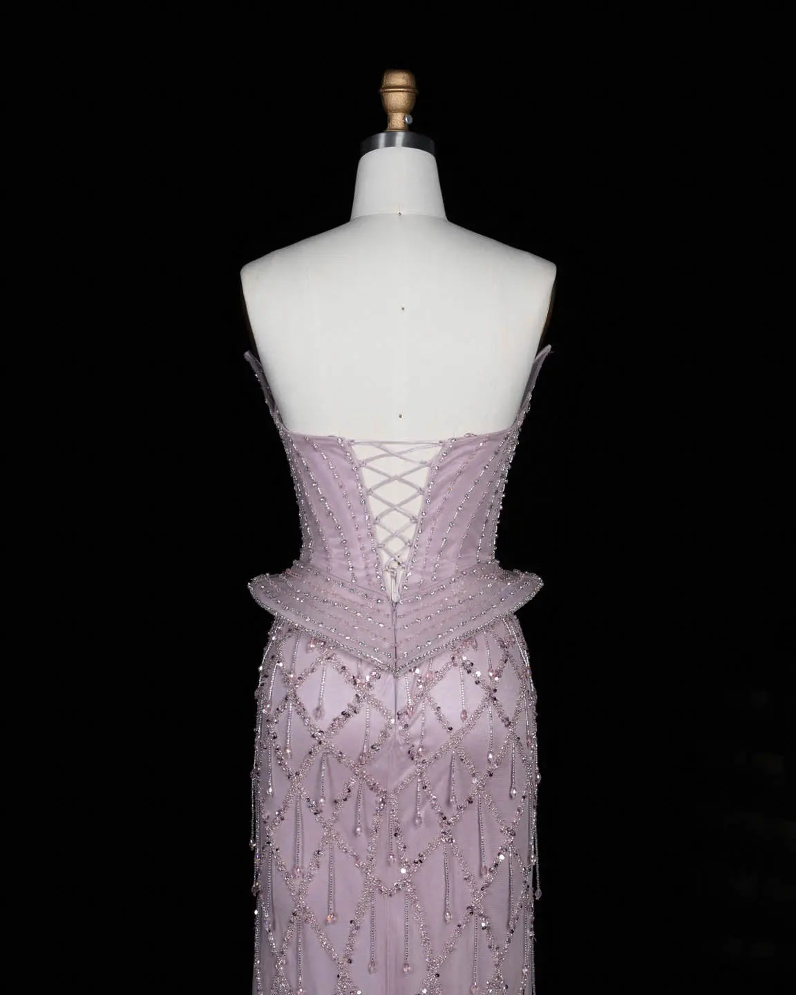 SS118 crystal beaded corset sweetheart evening gown
