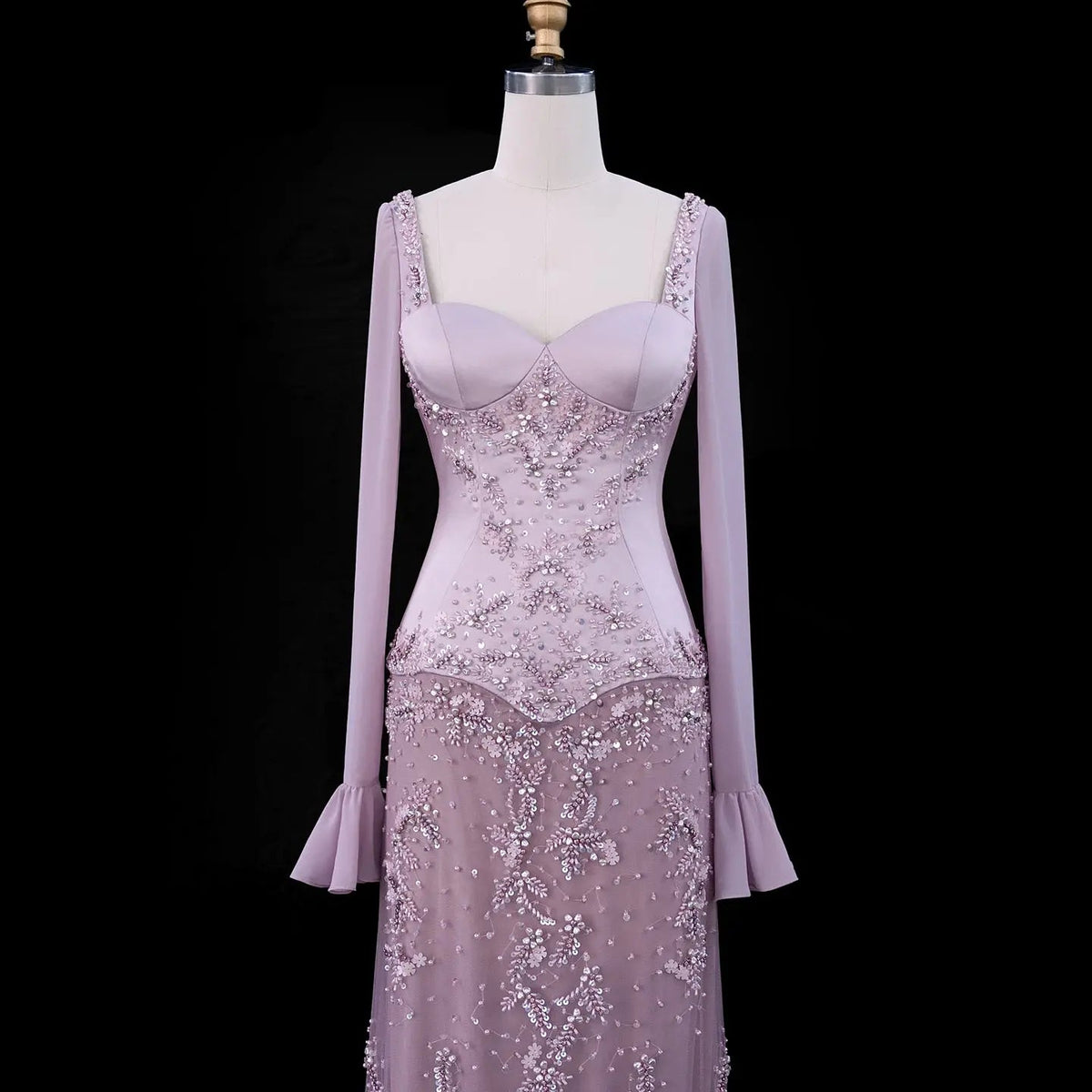 SS211 Pink beaded sweetheart corset mermaid evening dress