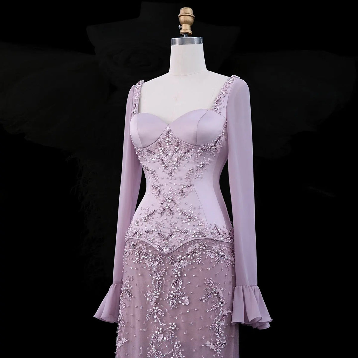 SS211 Pink beaded sweetheart corset mermaid evening dress