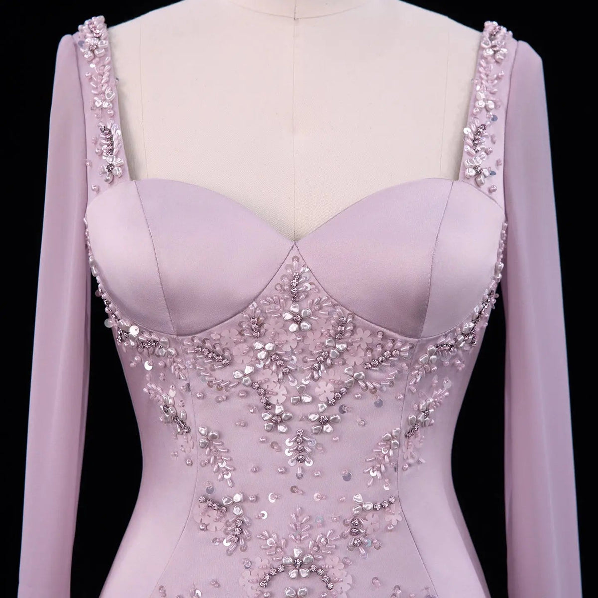 SS211 Pink beaded sweetheart corset mermaid evening dress
