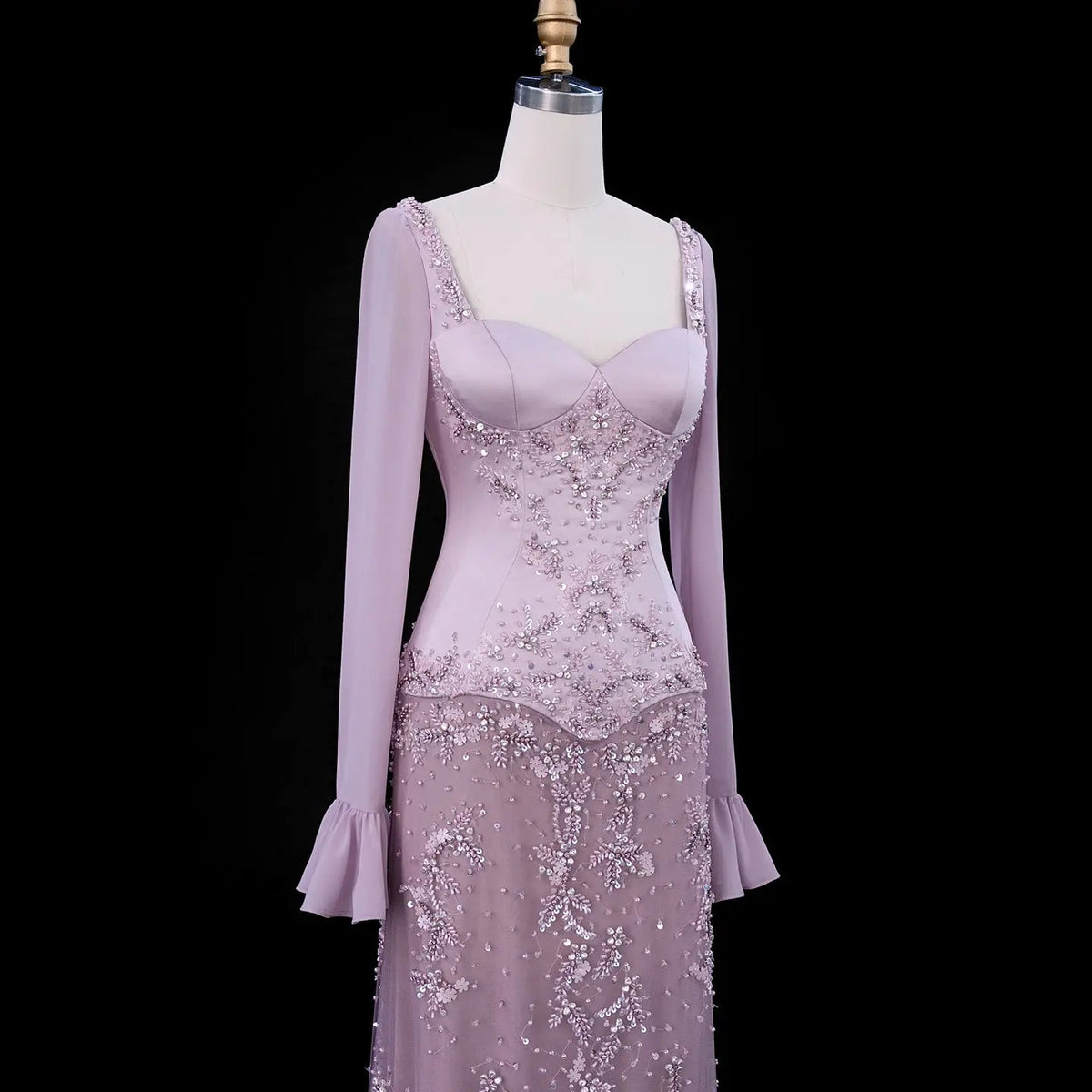 SS211 Pink beaded sweetheart corset mermaid evening dress