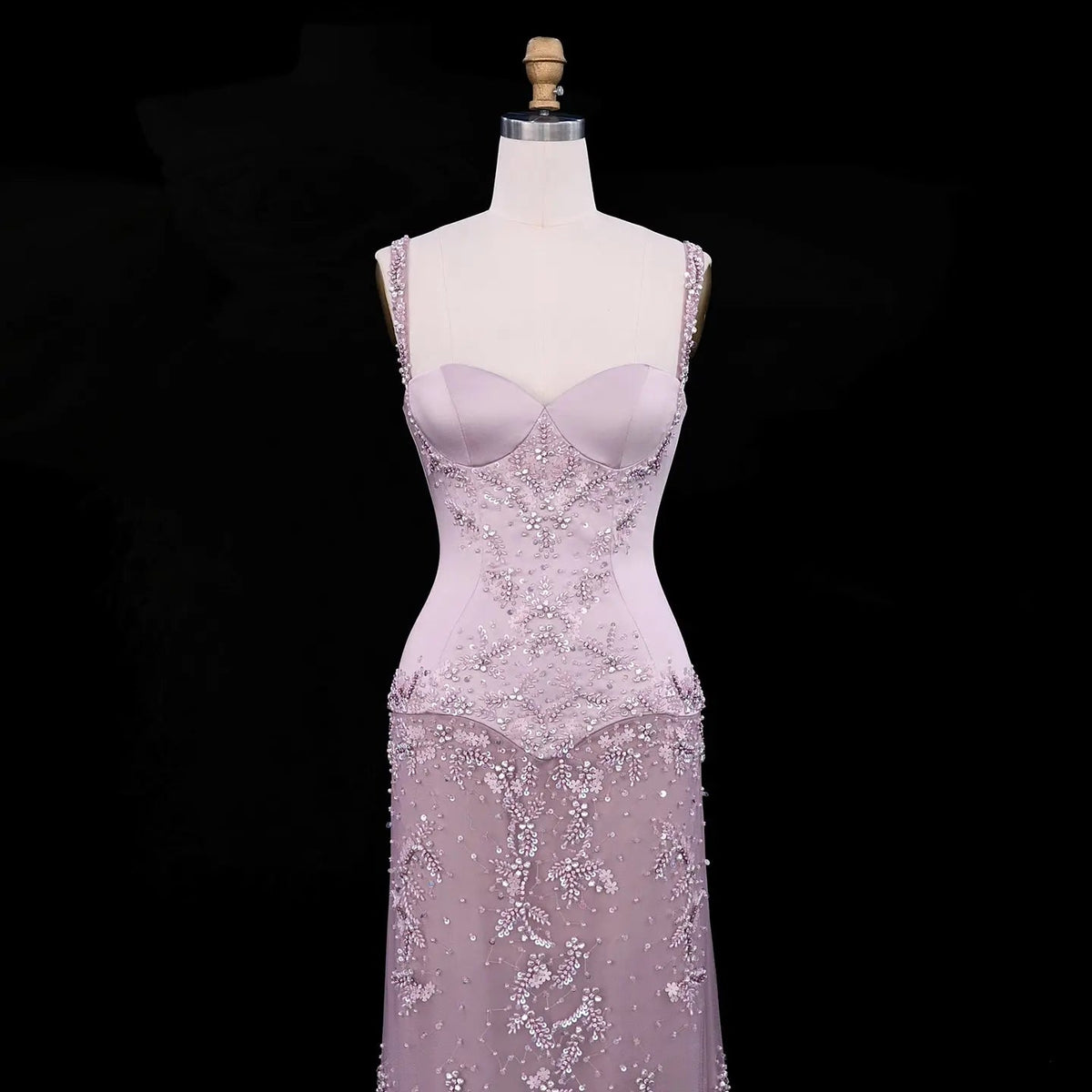 SS211 Pink beaded sweetheart corset mermaid evening dress