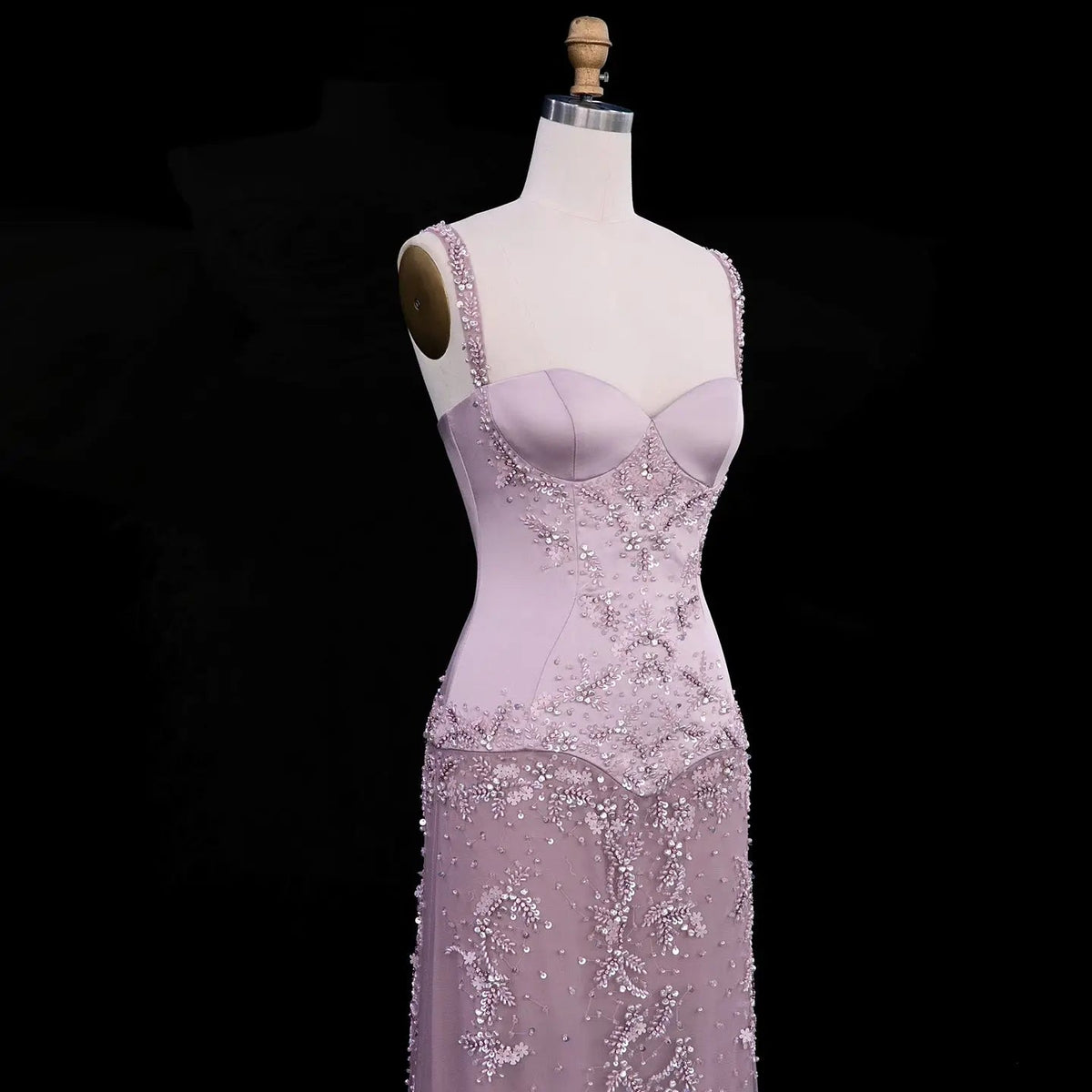 SS211 Pink beaded sweetheart corset mermaid evening dress