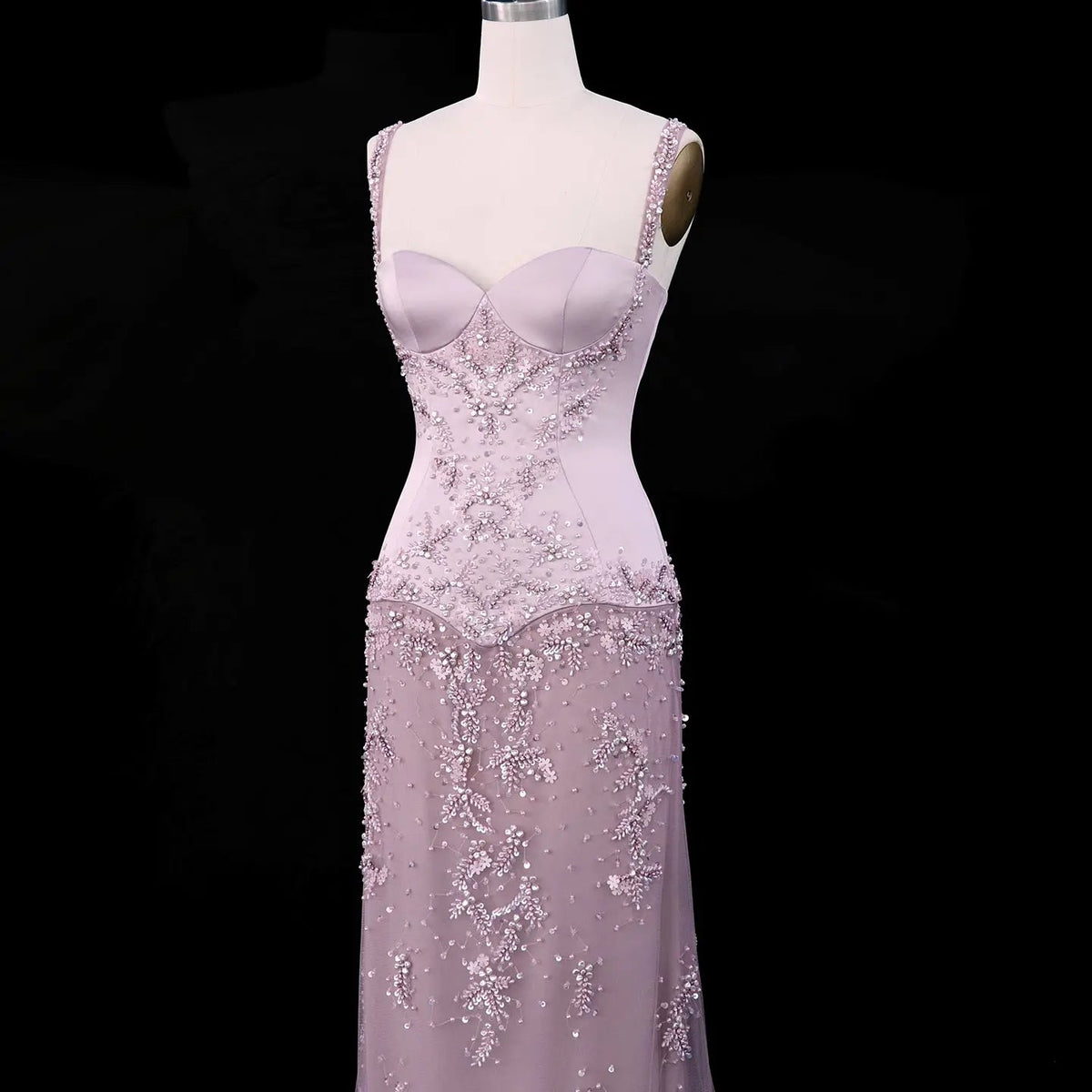 SS211 Pink beaded sweetheart corset mermaid evening dress
