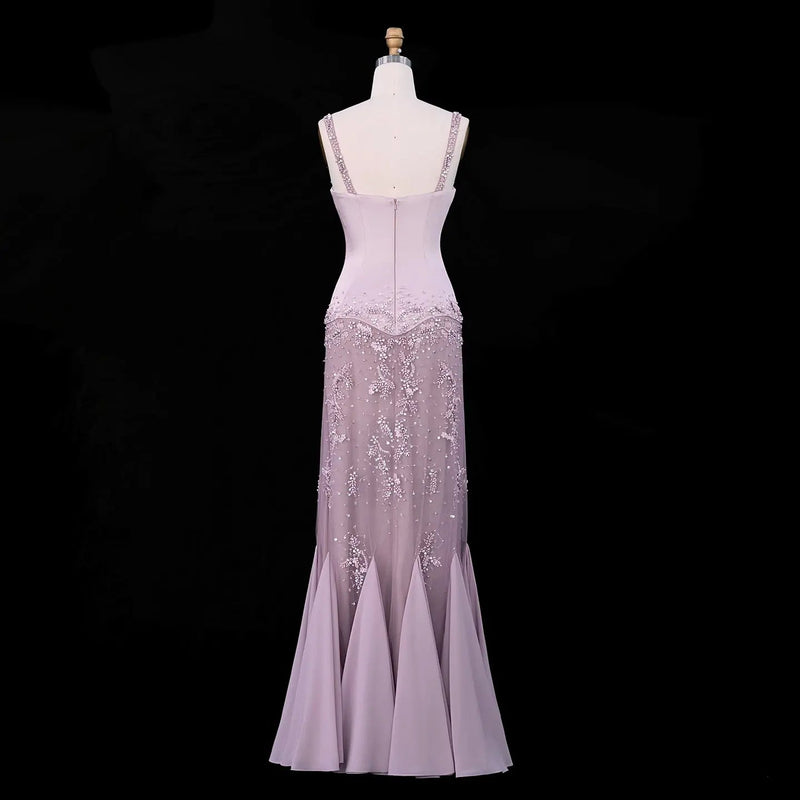 SS211 Pink beaded sweetheart corset mermaid evening dress