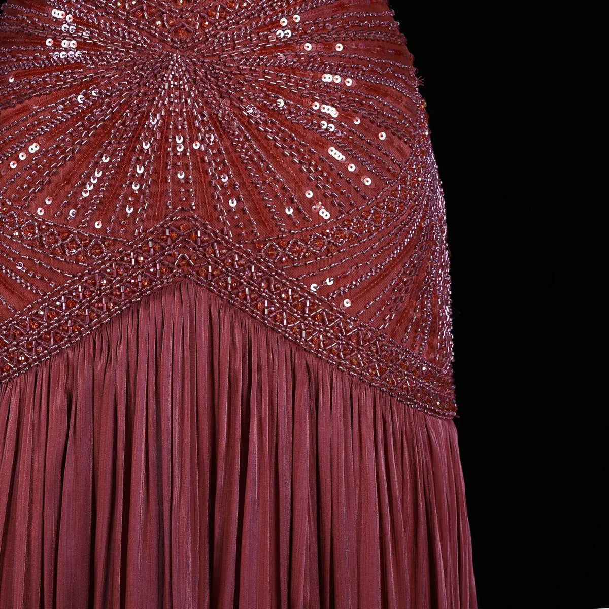SS325 Burgundy beaded square-neck cap-sleeve mermaid evening dress