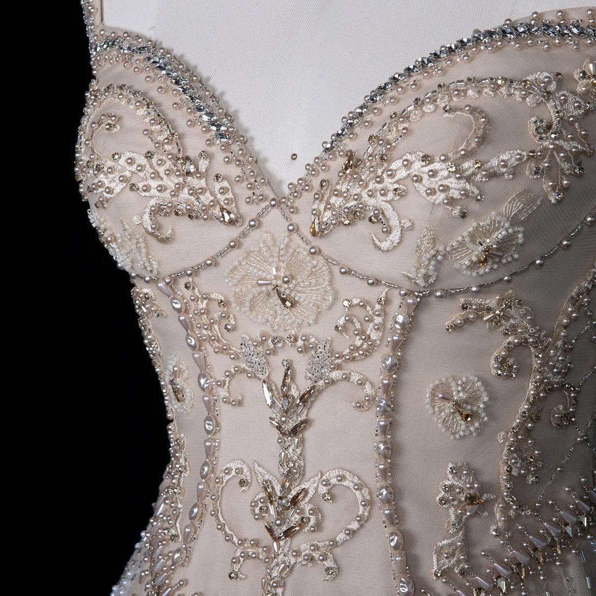 SS332 Champagne champagne beaded cap sleeve evening dress view 2