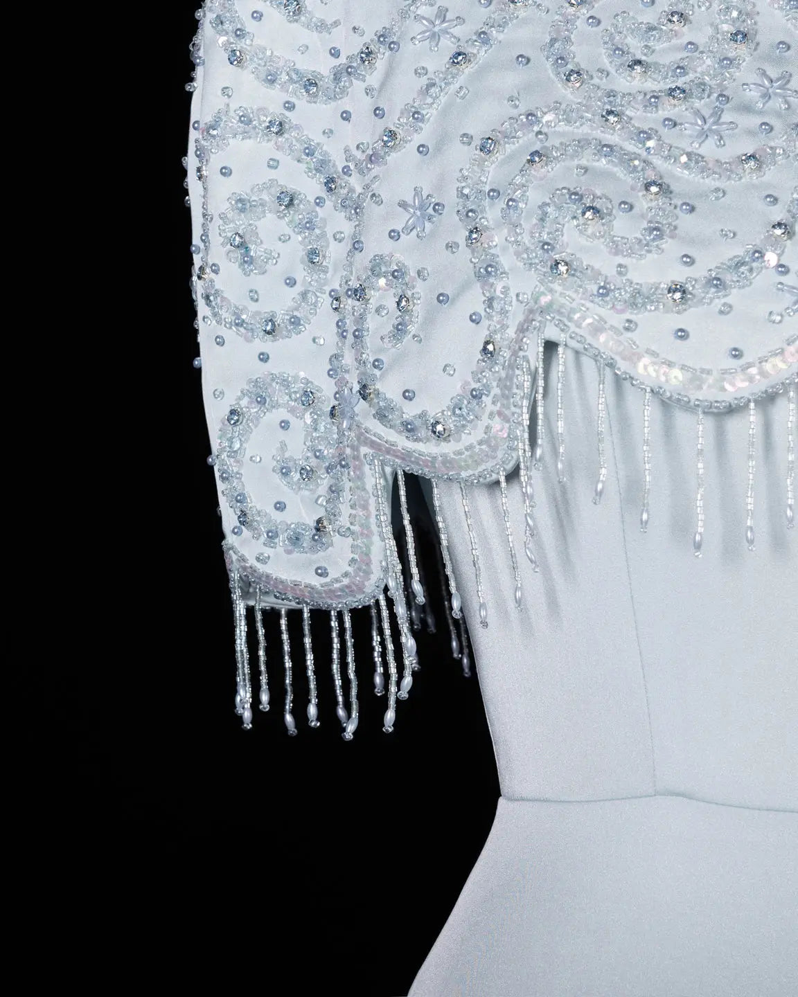 SS614 beaded fringe chiffon cape evening dress