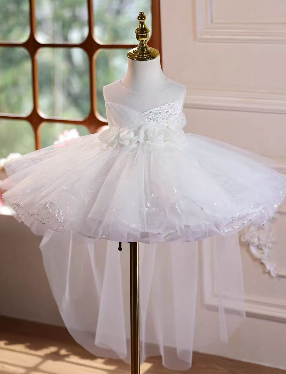 Elegant White Princess Girl Dress Wedding Birthday Party Gown J588 Jill Wish Elegant White Princess Girl Dress Wedding Birthday Party Gown J588 Jill Wish