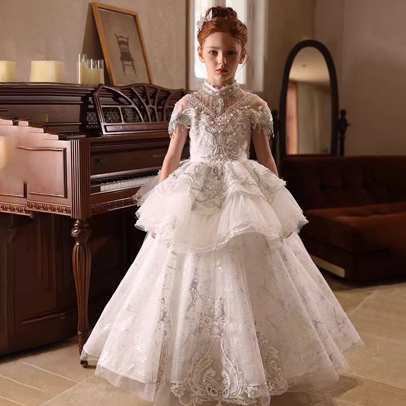 Luxury Flower Girl Princess Dress for Kids Birthday Pageant Party J186