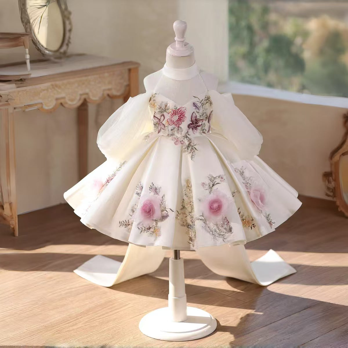 Luxury Flowers Beauty Train Girl Dress Princess Birthday Gown D237 Jill Wish Luxury Flowers Beauty Train Girl Dress Princess Birthday Gown D237 Jill Wish