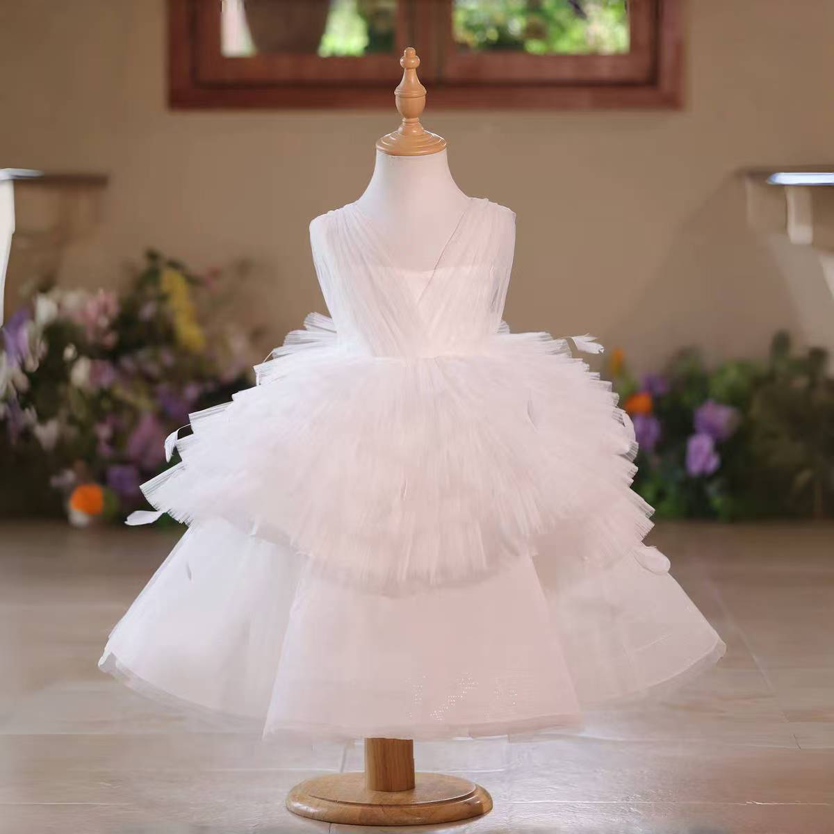 Black Toddler Gown with Strappy Back Tulle Overlay Flower Girl Dress D139