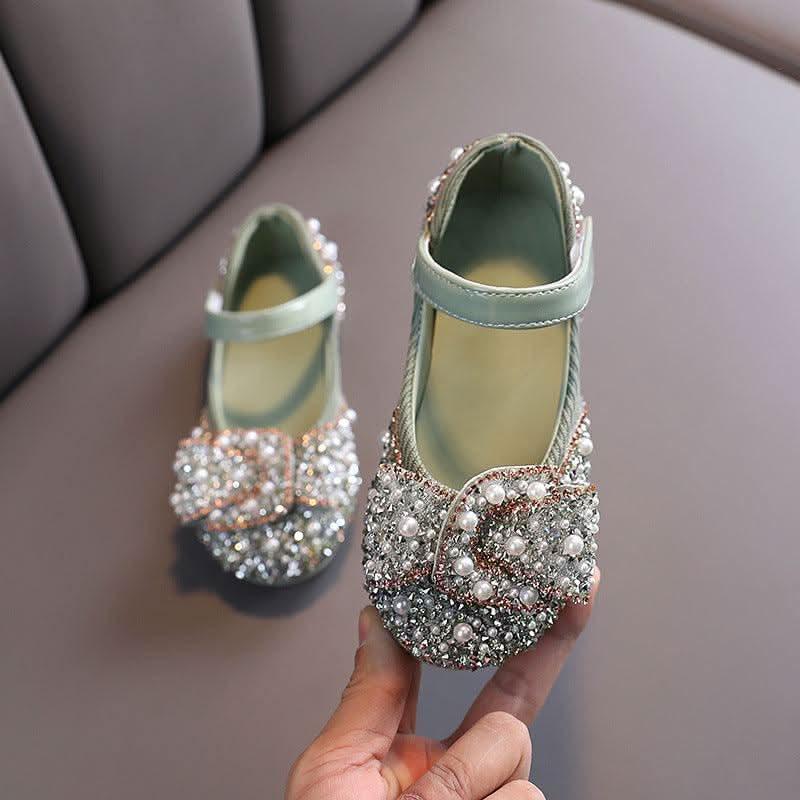 XZ01 girls pearl bow Mary Jane flats