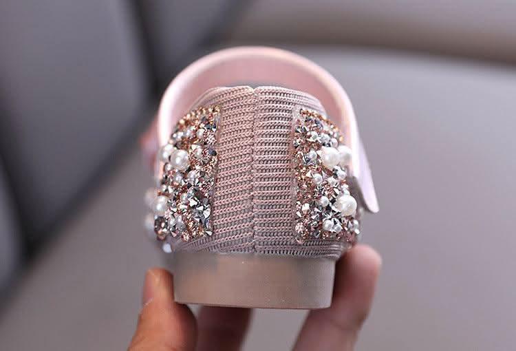 XZ02 pink bow rhinestone baby flats